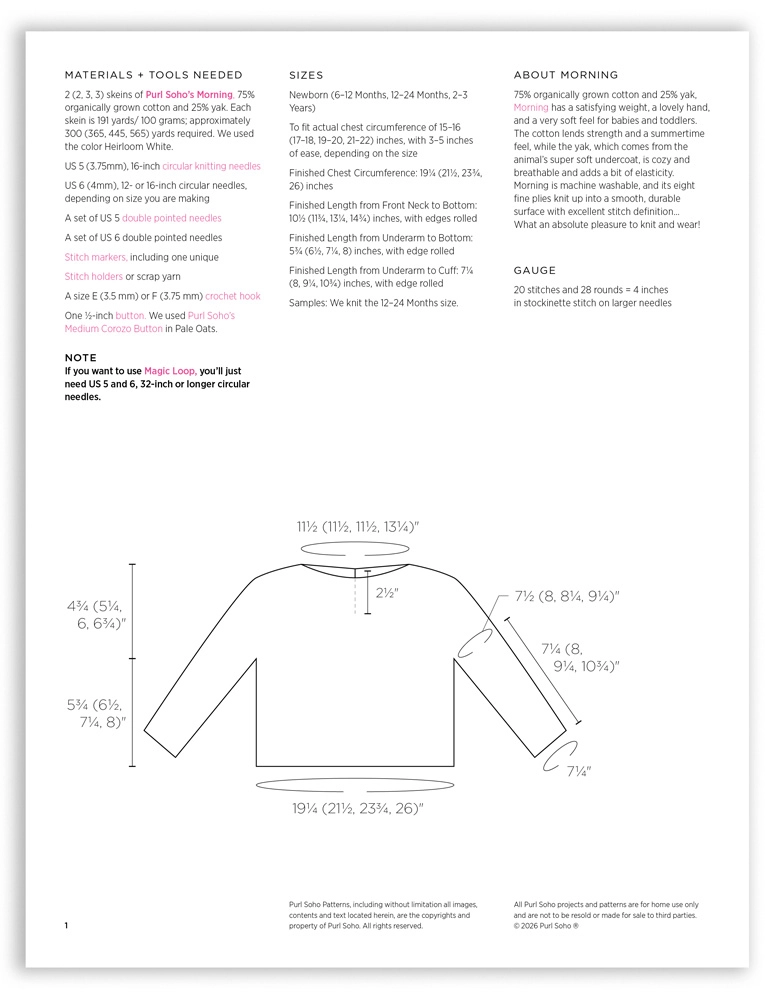 Purl Soho 8-Spoke Yoke Pullover for Babies + Toddlers, PDF