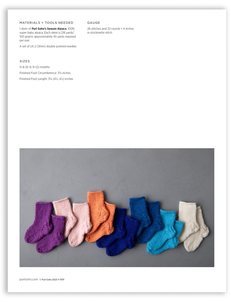 Purl Soho Baby Sock Pattern pdf