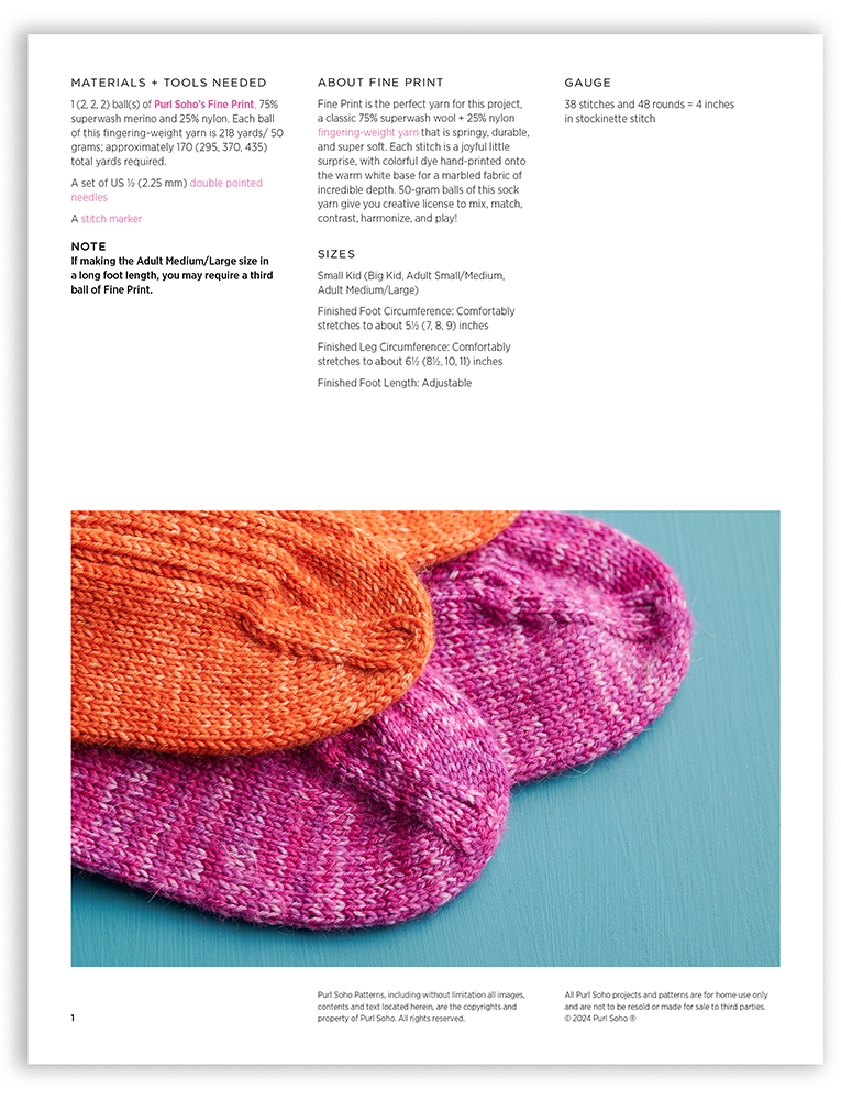 Purl Soho Perfect Fit Socks Midweight, PDF