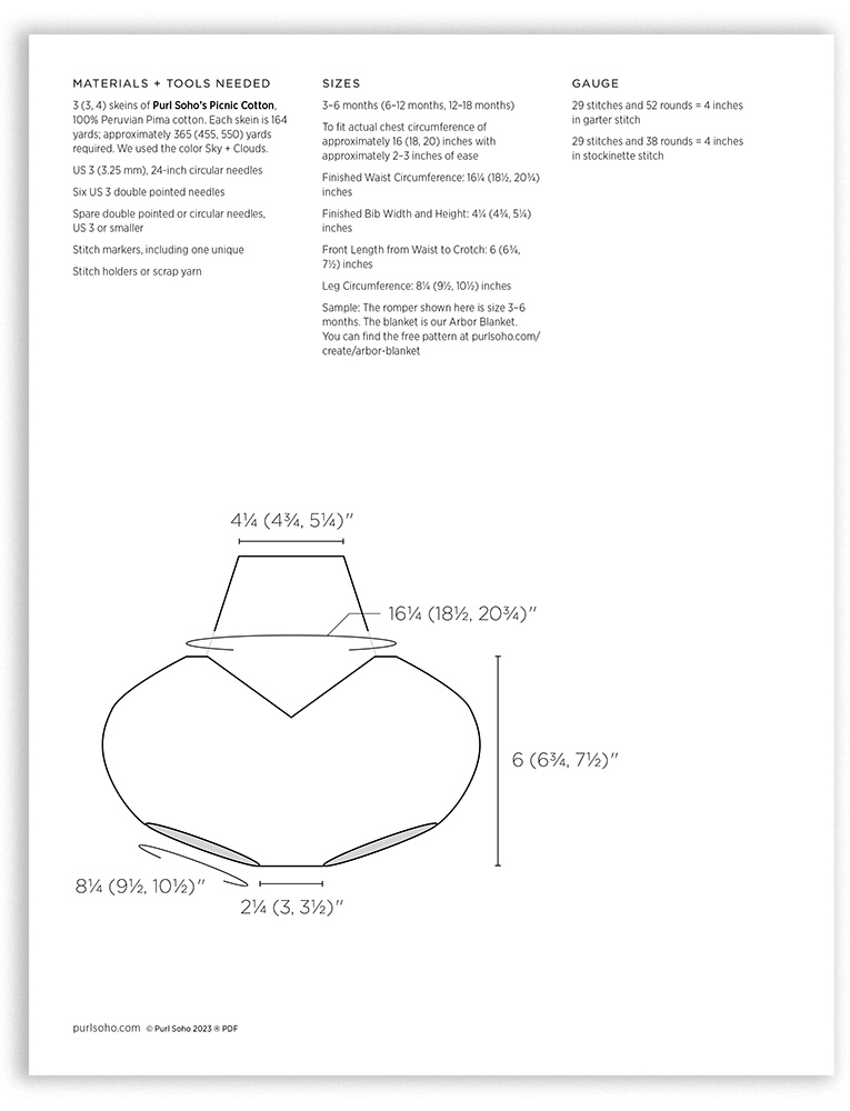 Purl Soho Pinwheel Baby Romper, PDF