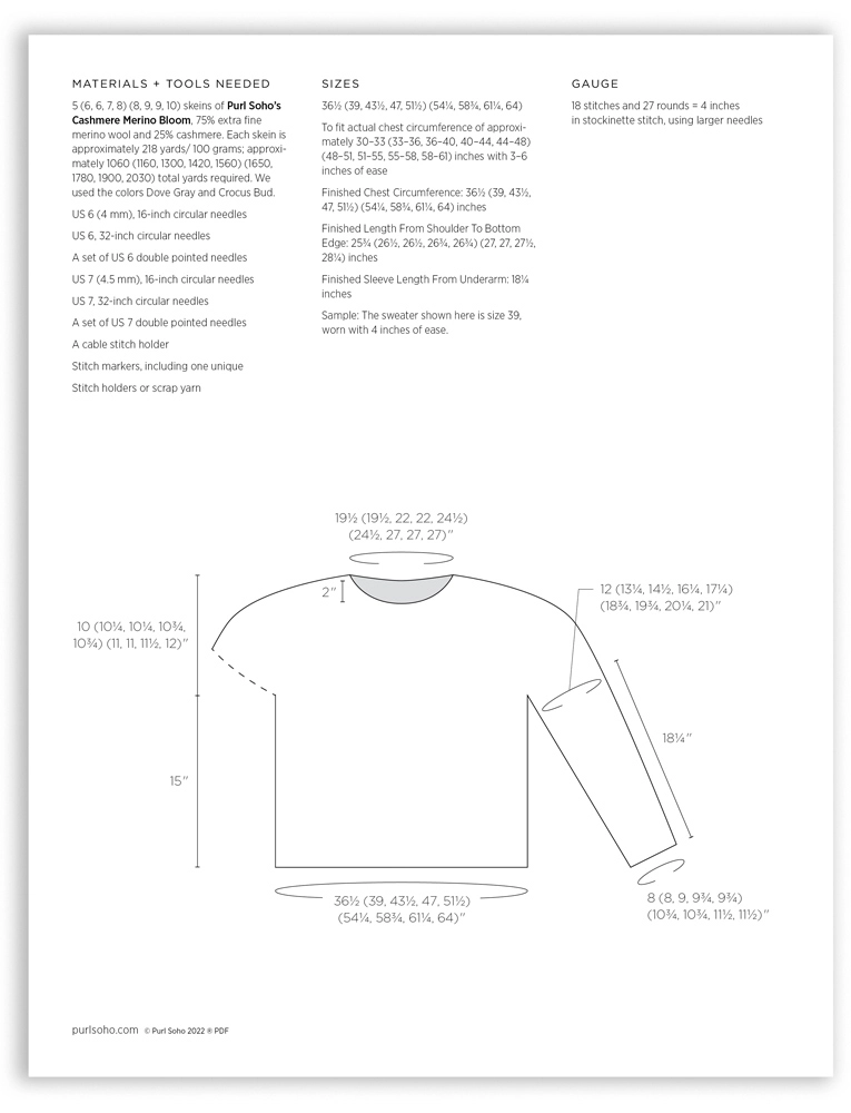 Purl Soho Andrea Cull Quartz Pullover, PDF