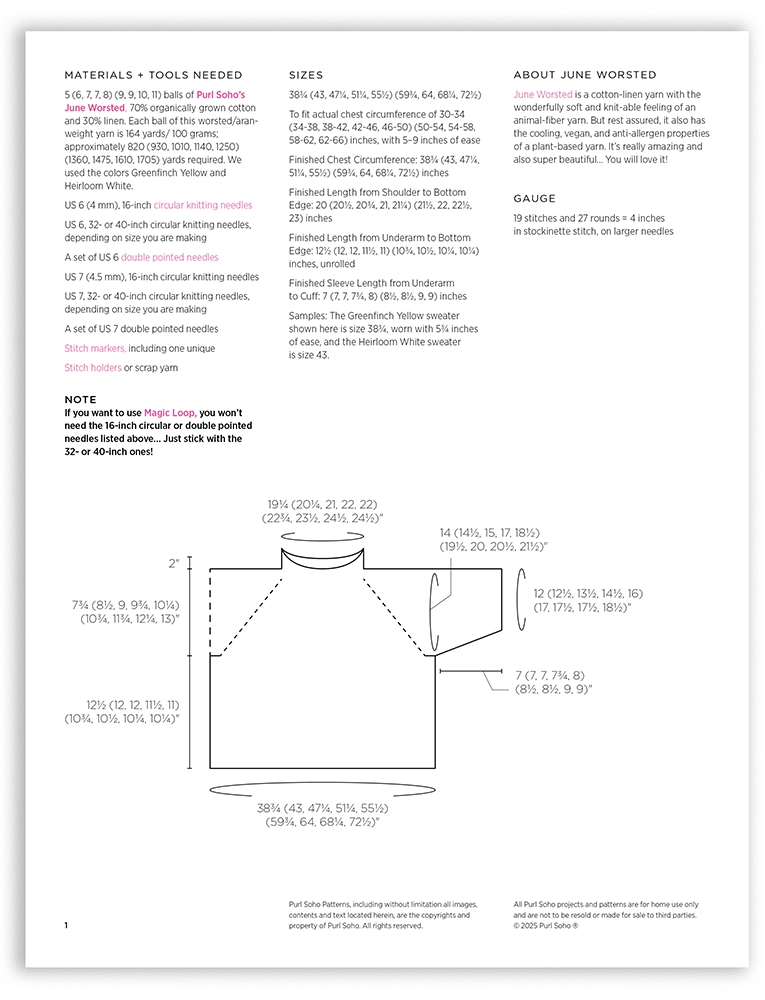 Purl Soho Simple Tee Pattern, pdf