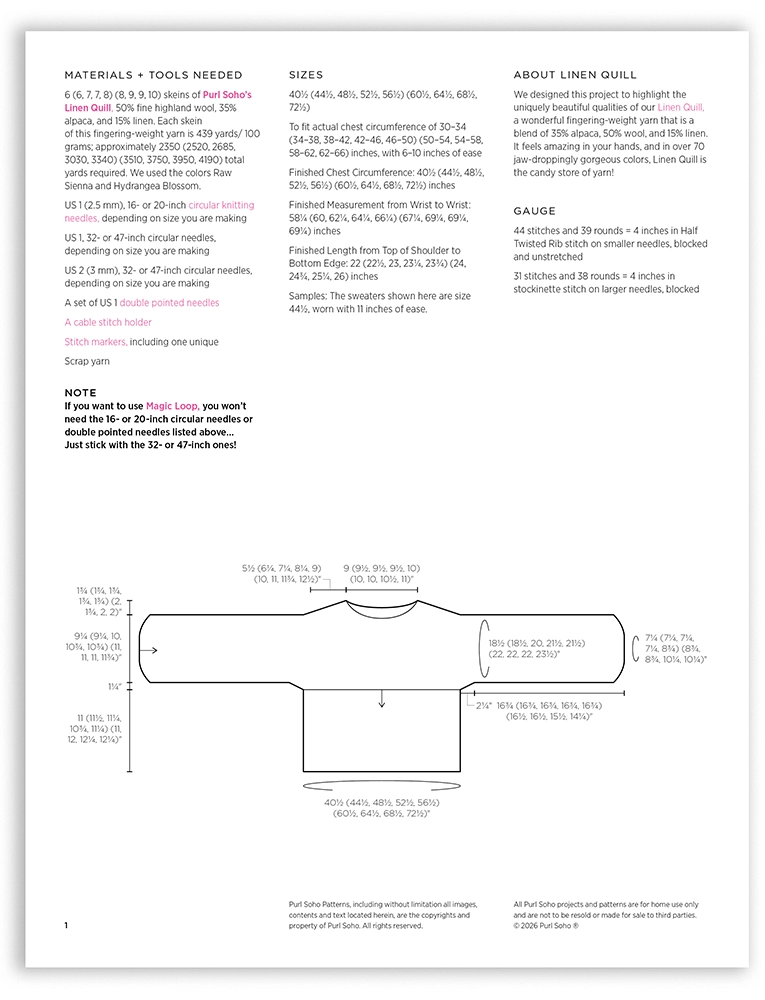Purl Soho Tidemark Pullover, PDF