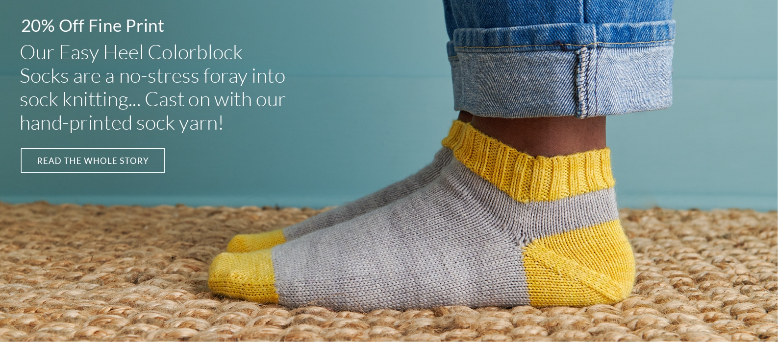 Our Easy Heel Colorblock Socks are a no-stress foray into sock knitting. Cast on with 20% off our hand-printed sock yarn!