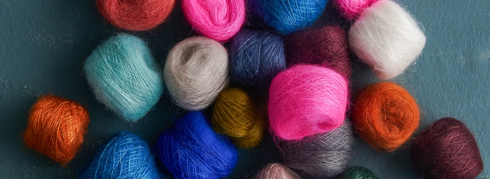 Shop our beautiful mohair yarns, including Tussock, a fingering-weight mohair and silk yarn.
