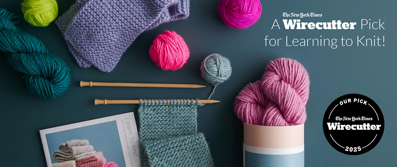 Learn to knit along with our best-selling Learn To Knit Kit!
