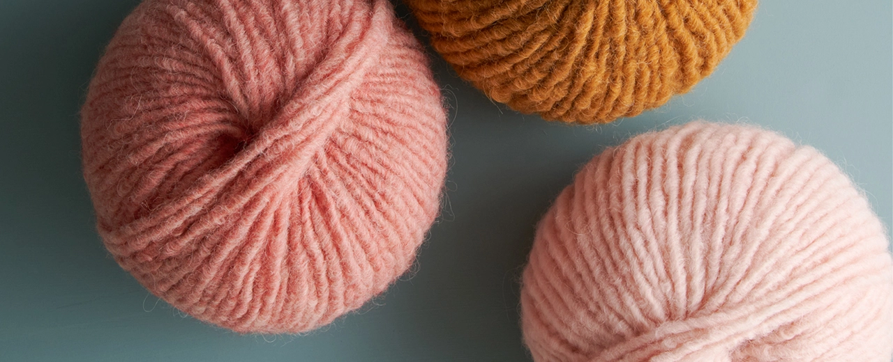 Pouf, our chunky to super bulky yarn made with alpaca and highland wool.
