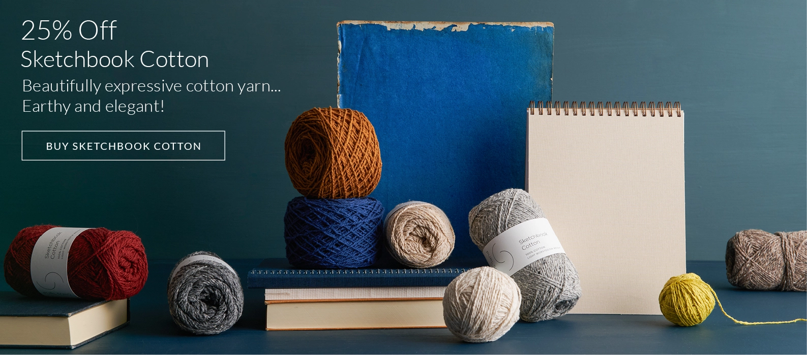 25% off Sketchbook Cotton, beautifully expressive cotton yarn... Earthy and elegant!